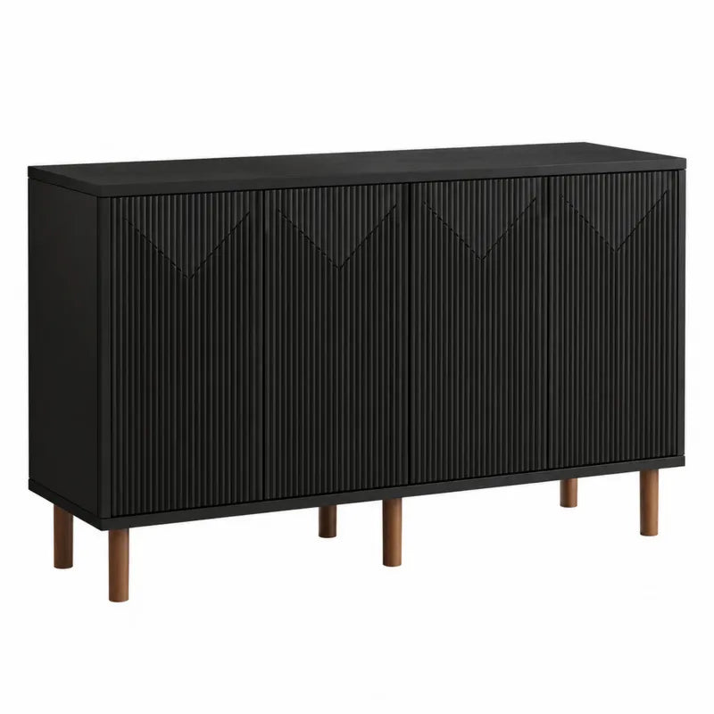 Szafka do przechowywania z drzwiami 150 cm czarny MDF i drewno