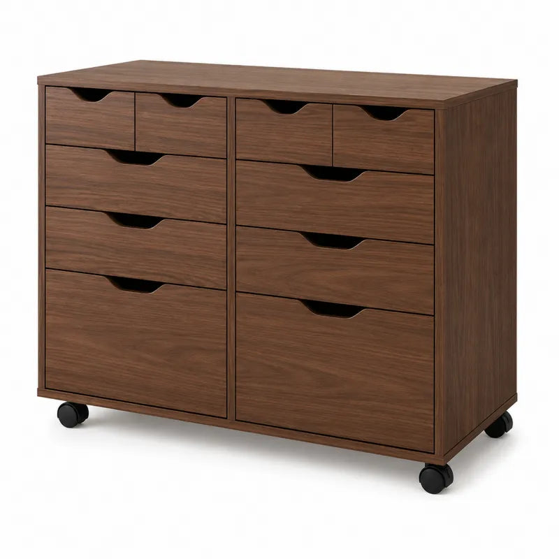 Komoda z płyty MDF z 10 szufladami na kółkach