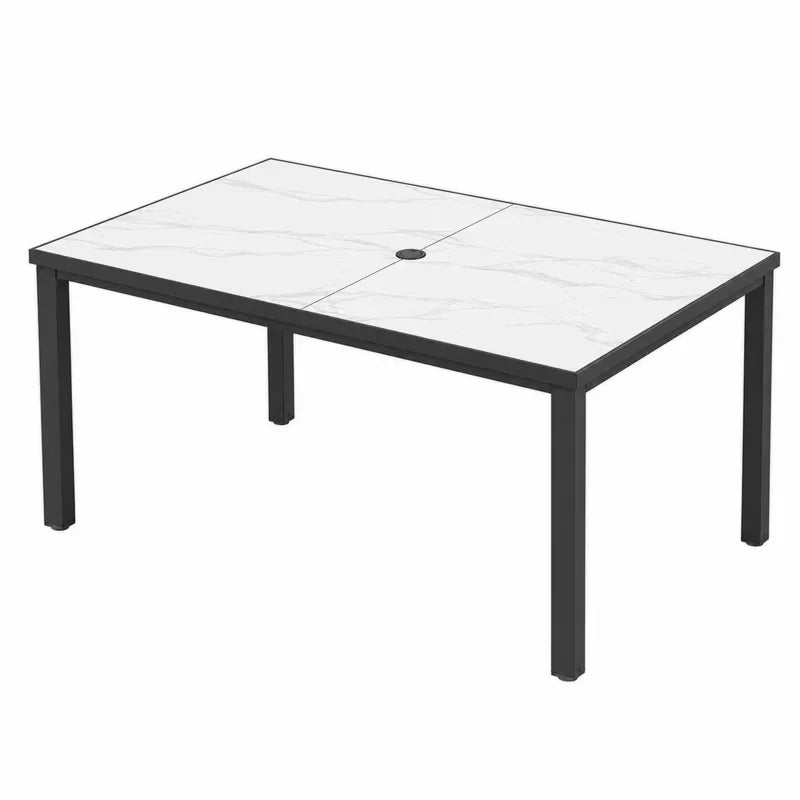 Stół ogrodowy z blatem ceramicznym czarno-biały 150 cm