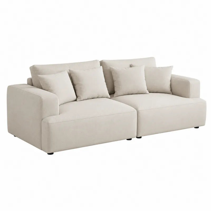 Sofa modułowa 2-osobowa tkanina kremowa
