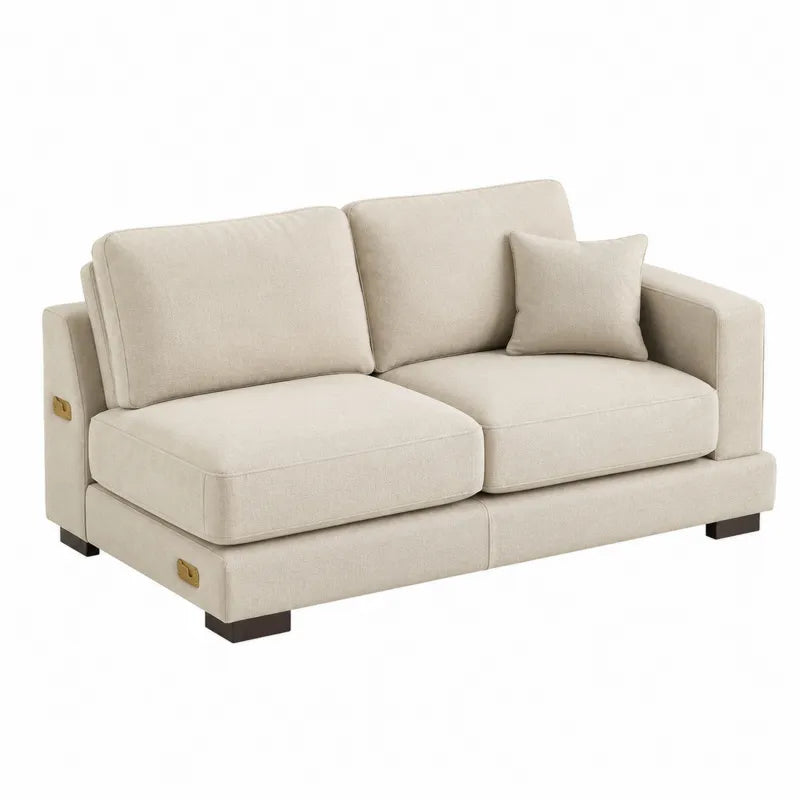 Sofa modułowa 2-osobowa kremowa, drewno bukowe